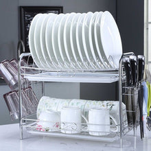 Load image into Gallery viewer, 2/3 Tiers Dish Drainer Holder Metal Drying Rack Basket Bowl Dish Draining Shelf Dryer Tray Holder Kitchen Sink Organizer Home
