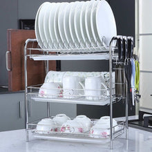 Load image into Gallery viewer, 2/3 Tiers Dish Drainer Holder Metal Drying Rack Basket Bowl Dish Draining Shelf Dryer Tray Holder Kitchen Sink Organizer Home
